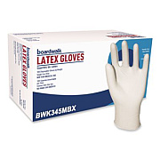 Boardwalk General-Purpose Latex Gloves, Powder-Free, Medium, 4.4 mil Thick, 12" Long, Natural, 100/Box (345MBX)