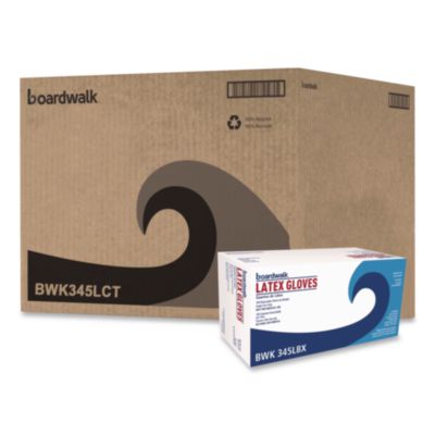 Boardwalk General-Purpose Latex Gloves, Powder-Free, Large, 4.4 mil Thick, 9.5" Long, Natural, 100/Box, 10 Boxes/Carton (345LCT)