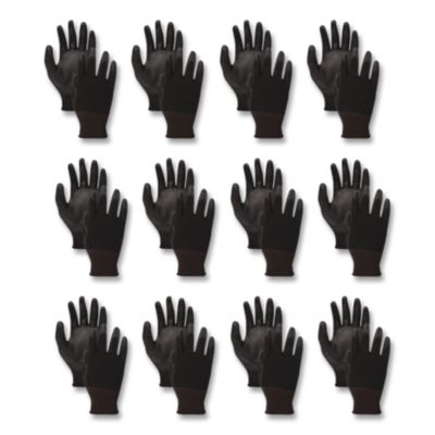 Boardwalk Palm Coated HPPE Gloves, Medium (Size 8), Salt and Pepper/Black, 12 Pairs (000298)