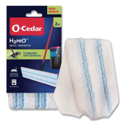 O-Cedar H2prO Flat Mop Head Replacement, 9.25 x 4.38, Blue/White, 2/Pack, 6 Packs/Carton (175782CT)