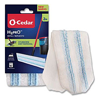 O-Cedar H2prO Flat Mop Head Replacement, 9.25 x 4.38, Blue/White, 2/Pack (175782)