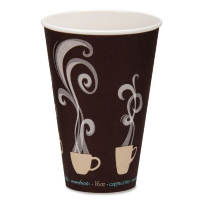SOLO Thermoguard Insulated Paper Hot Cups, 16 oz, Steam Print Design, 600/Carton (DWTG16ST)