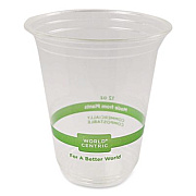World Centric PLA Clear Cold Cups, 12 oz, Plastic, Clear, 1,000/Carton (CPCS12)
