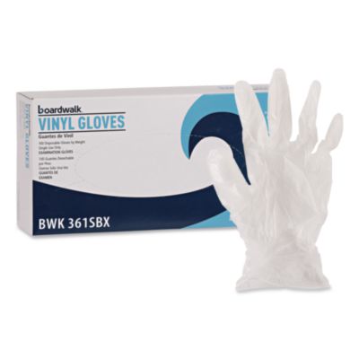Boardwalk Exam Vinyl Gloves, Powder-Free, Large, 3.6 mil Thick, 9.5" Long, Clear, 100/Box (361LBX)