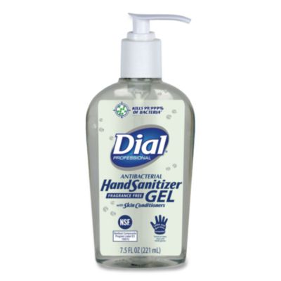 Dial Professional Antibacterial with Moisturizers Gel Hand Sanitizer, 7.5 oz Pump Bottle, Fragrance-Free (01585EA)