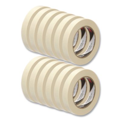 3M Value Masking Tape 101+, 3" Core, 0.70" x 60 yds, Tan, 12/Pack (10118)