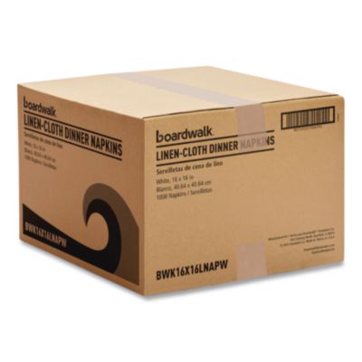 Boardwalk Linen-Feel Flat Napkins, 1-Ply, 16 x 16, White, 1,000/Carton (16X16LNAPW)