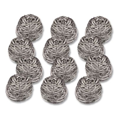 Scotch-Brite Stainless Steel Scrubber, Silver, 12/Carton (19084)