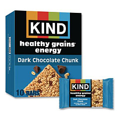 KIND Healthy Grains Energy Dark Chocolate Chunk Bars, 1.4 oz Bar, 10/Box (67074)