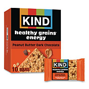 KIND Healthy Grains Energy Peanut Butter Dark Chocolate Bars, 1.4 oz Bar, 10/Box (67075)