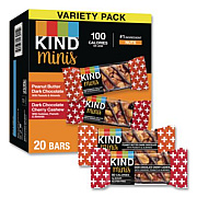 KIND Minis Peanut Butter Dark Chocolate and Dark Chocolate Cherry Cashew Variety Pack, 0.74 oz Bar, 20/Box (43012)