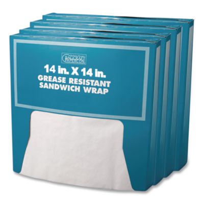 Bagcraft Grease-Resistant Paper Wraps and Liners, 14 x 14, White, 1,000/Box,  4 Boxes/Carton (057014)