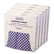 Bagcraft Grease-Resistant Paper Wraps and Liners, 12 x 12, Blue Check, 1,000/Box, 5 Boxes/Carton (057850)