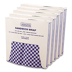 Bagcraft Grease-Resistant Paper Wraps and Liners, 12 x 12, Blue Check, 1,000/Box, 5 Boxes/Carton (057850)