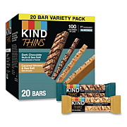 KIND Thins Dark Chocolate Nuts and Sea Salt/Caramel Almond and Sea Salt Variety Pack, 0.74 oz Bar, 20/Box (41888)
