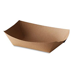 Bagcraft EcoCraft Food Trays, 2 lb Capacity, 6.5 x 1.63 x 1.63, Natural, Paper, 1,000/Carton (300697)