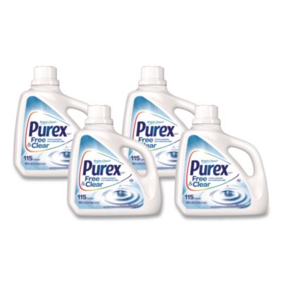 Purex Free and Clear Liquid HE Laundry Detergent, Unscented, 150 oz Bottle, 4/Carton (05020)