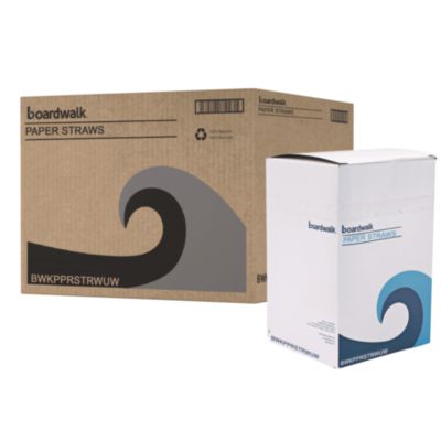 Boardwalk Unwrapped Paper Straws, 7.75 x 0.25, White, 4,800/Carton (PPRSTRWUW)