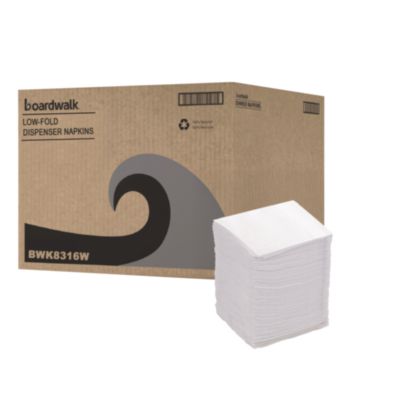 Boardwalk Low-Fold Dispenser Napkins, 1-Ply, 7 x 12, White, 400/Pack, 20 Packs//Carton (8316W)