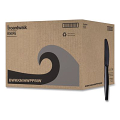 Boardwalk Heavyweight Wrapped Polypropylene Cutlery, Knife, Plastic, Black, 1,000/Carton (KNIHWPPBIW)