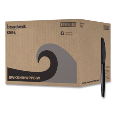 Boardwalk Heavyweight Wrapped Polypropylene Cutlery, Knife, Plastic, Black, 1,000/Carton (KNIHWPPBIW)