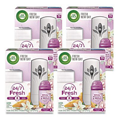 Air Wick Freshmatic Ultra Automatic Sprayer Starter Kit, 5.89 oz, White Flowers and Melon Summer Delights, Asst Dispenser Color, 4/CT (88410)