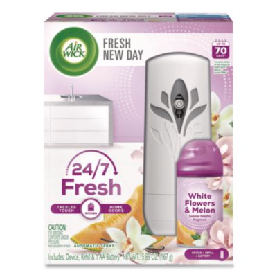 Air Wick Freshmatic Ultra Automatic Sprayer Starter Kit, 5.89 oz, White Flowers and Melon Summer Delights, Asst Dispenser Color (88410KT)
