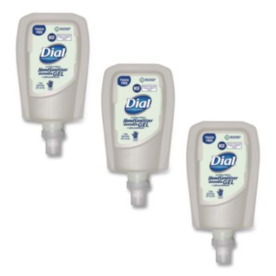 Dial Professional Antibacterial Gel Hand Sanitizer Refill for FIT Touch Free Dispenser, 1.2 L Bottle, Fragrance-Free, 3/Carton (19029)