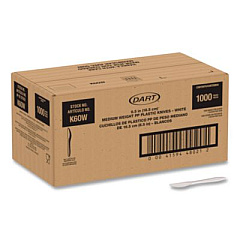 SOLO Style Setter Medium Weight Polypropylene Cutlery, Knife, Plastic, White, 1,000/Carton (K6OW)