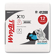 WypAll X70 Cloths, 1/4 Fold, 12.5 x 12, White, 76/Pack, 12 Packs/Carton (41200)