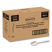 SOLO Style Setter Medium Weight Polypropylene Cutlery, Teaspoon, Plastic, White, 1,000/Carton (S6OW)
