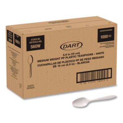 SOLO Style Setter Medium Weight Polypropylene Cutlery, Teaspoon, Plastic, White, 1,000/Carton (S6OW)
