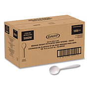 SOLO Style Setter Medium Weight Polypropylene Cutlery, Soup Spoon, Plastic, White, 1,000/Carton (SU6OW)