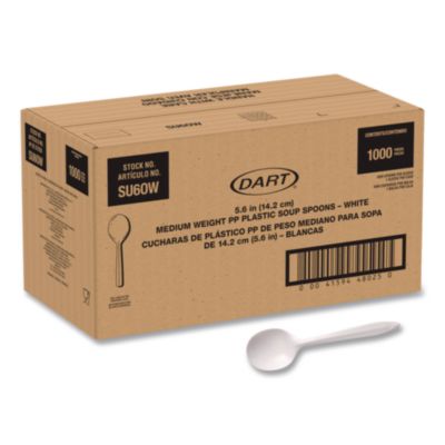 SOLO Style Setter Medium Weight Polypropylene Cutlery, Soup Spoon, Plastic, White, 1,000/Carton (SU6OW)