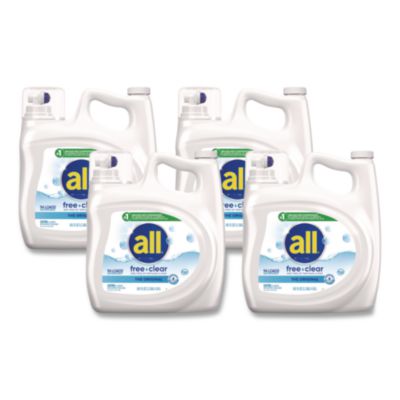 All Ultra Free Clear HE Liquid Detergent, Unscented, 141 oz Bottle, 4/Carton (46159)