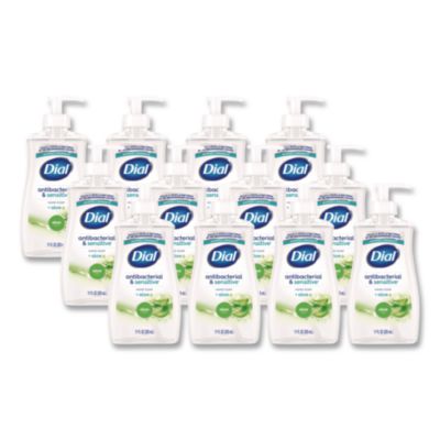 Dial Antibacterial Liquid Hand Soap, Aloe Scent, 11 oz, 12/Carton (20946CT)