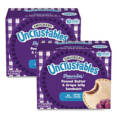 Smucker's UNCRUSTABLES Peanut Butter and Grape Jelly, 2 oz, 10/Box, 2 Boxes/Carton (90300135)