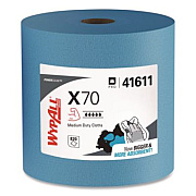WypAll X70 Cloths, Jumbo Roll, 12.4 x 12.2, Blue, 820/Roll (41611)