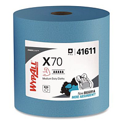 WypAll X70 Cloths, Jumbo Roll, 12.4 x 12.2, Blue, 820/Roll (41611)