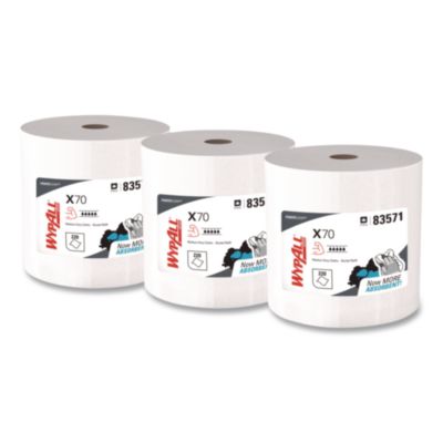 WypAll X70 Wipers in a Bucket Refills, No Bucket, 13 x 10, Unscented, White, 220/Rolls, 3 Rolls/Carton (83571)