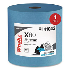 WypAll Power Clean X80 Heavy Duty Cloths, Jumbo Roll, 12.4 x 12.2, Blue, 455/Roll (41043)