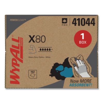 WypAll Power Clean X80 Cloths, HYDROKNIT, BRAG Box, 11.1 x 16.8, White, 152/Carton (41044)