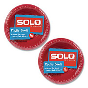 SOLO Party Plastic Premium Dinnerware, Bowl, 12 oz, Red, 24/Pack (CB1220202)