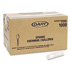 SOLO Reliance Mediumweight Cutlery, Individually Wrapped, Spoon, Plastic, White, 1,000/Carton (RSW3)