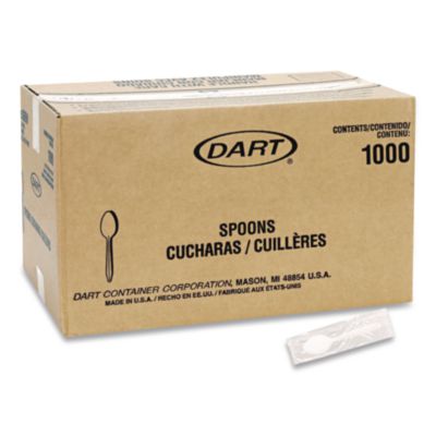 SOLO Reliance Mediumweight Cutlery, Individually Wrapped, Spoon, Plastic, White, 1,000/Carton (RSW3)