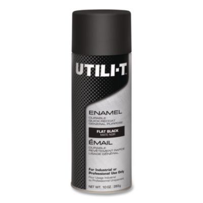 Rust-Oleum UTILI-T Spray Paint, Flat Black, 10 oz Aerosol Can, 6/Carton (387389)