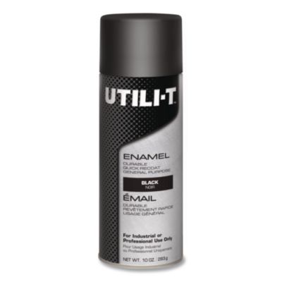 Rust-Oleum UTILI-T Spray Paint, Gloss Black, 10 oz Aerosol Can, 6/Carton (387390)