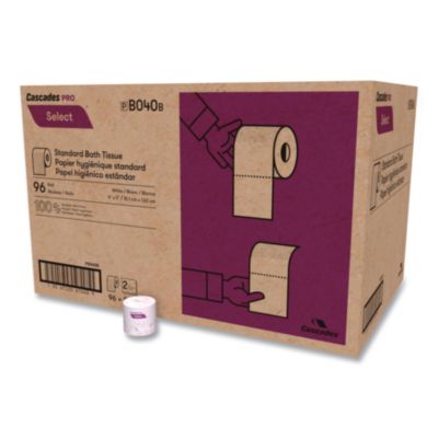 Cascades PRO Select Standard Bath Tissue, Septic Safe, 2-Ply, White, 4 x 3.19, 500 Sheets/Roll, 96 Rolls/Carton (B040)
