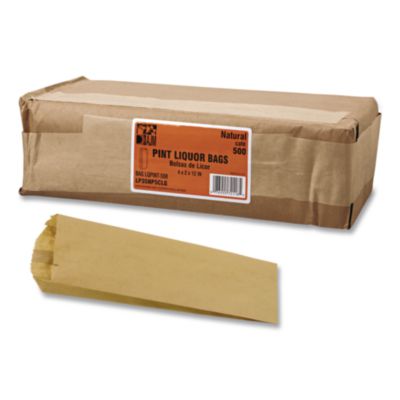 General Grocery Paper Bags for Liquor Takeout, Pint Size, 35# Basis Weight, 3.75" x 2.25" x 11.25", Kraft, 500/Bundle (LQPINT500)
