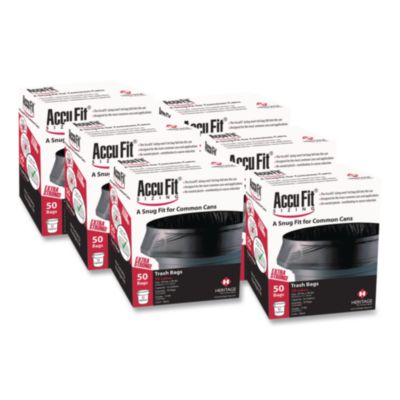Linear Low Density Can Liners with AccuFit Sizing, 44 gal, 0.9 mil, 37" x 50", Black, 50 Bags/Box, 4 Boxes/Carton (H7450TKRC1CT)